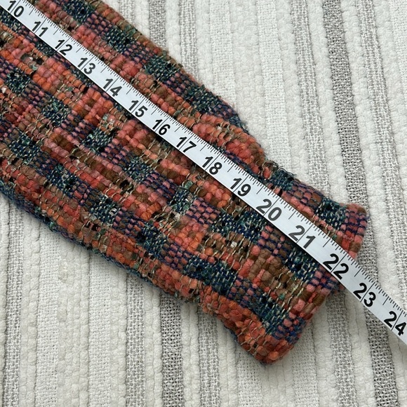 Maison Scotch Womens Plaid Bouclé Tweed Shacket Jacket Orange Gray S Cozy - Picture 6 of 11